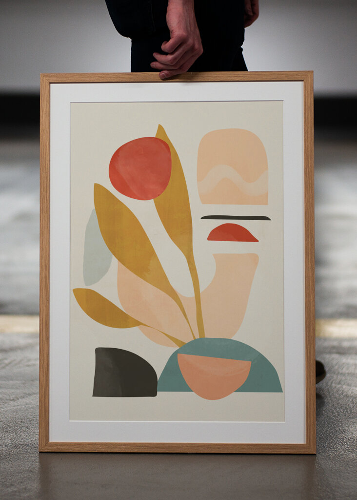 Abstraktní tvary a výrazné barvy