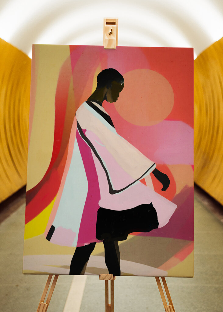 Abstract Art Sunset Girl