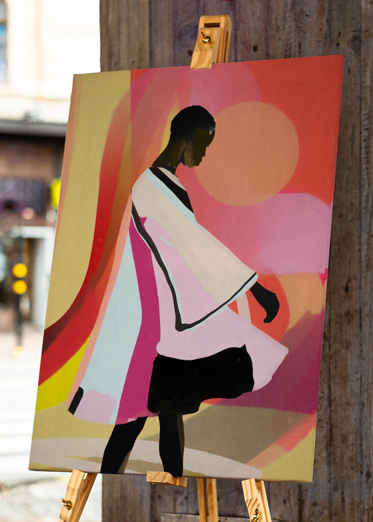 Abstract Art Sunset Girl