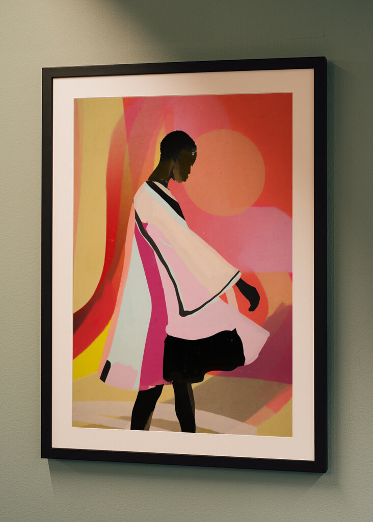 Abstract Art Sunset Girl