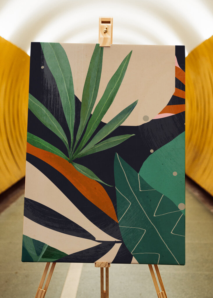 Abstrakt kunst tropiske blade