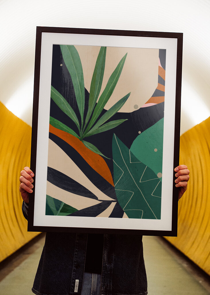 Abstrakt kunst tropiske blade