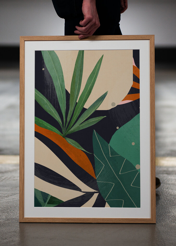 Abstrakt kunst tropiske blade