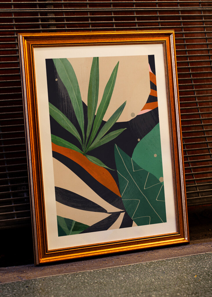 Abstrakt kunst tropiske blade