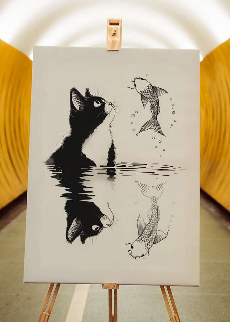 Cat and Koi