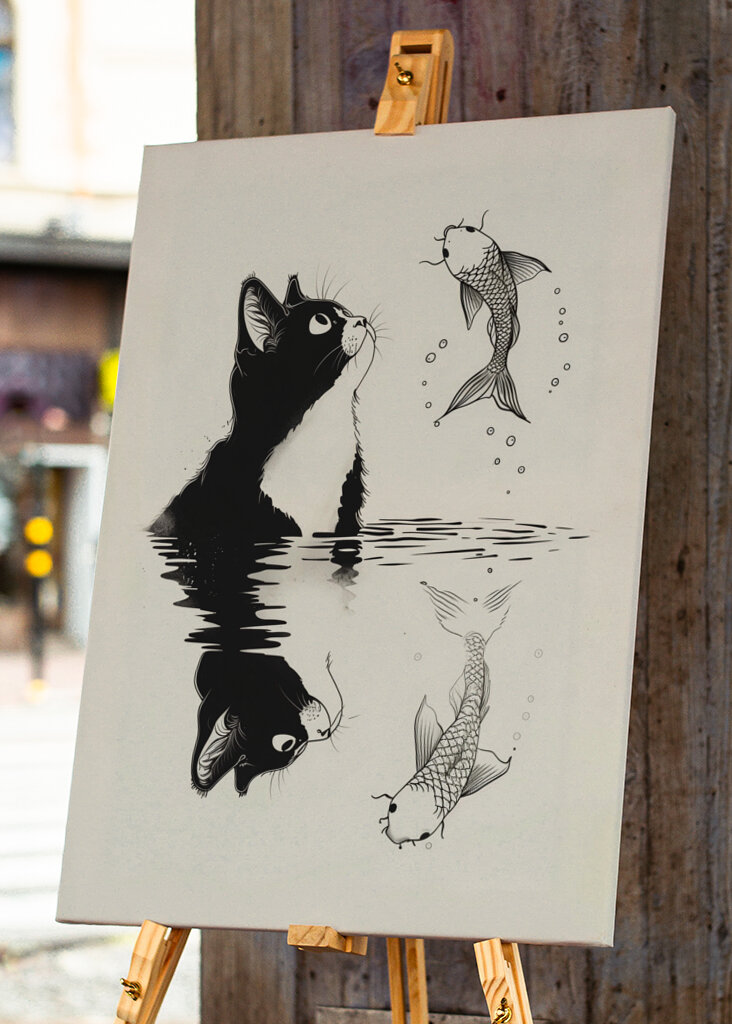 Cat and Koi