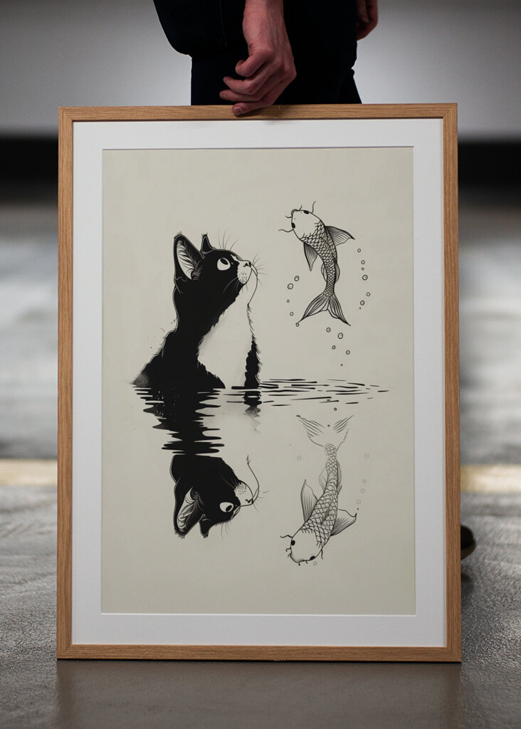 Cat and Koi