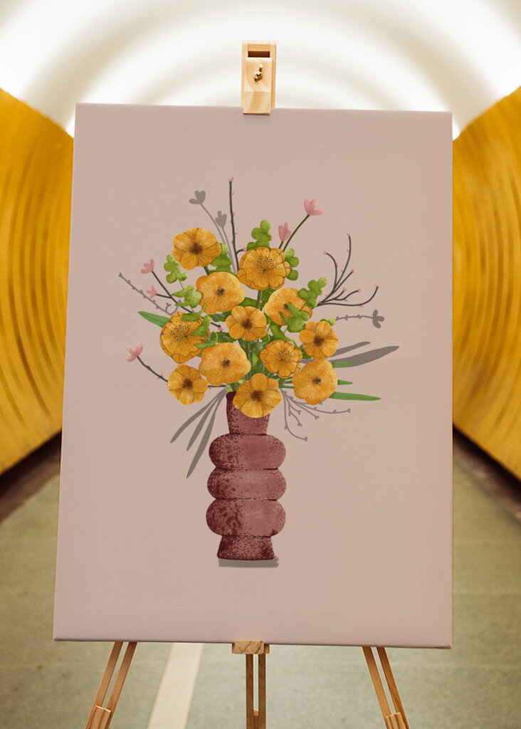 Yellow summer bouquet in vase