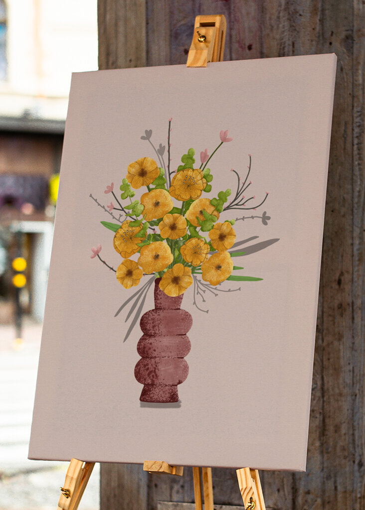 Yellow summer bouquet in vase