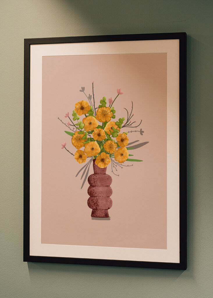 Yellow summer bouquet in vase