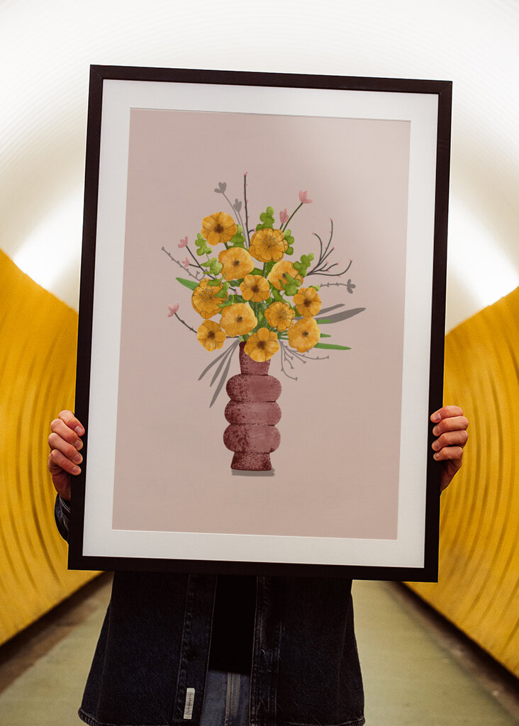 Yellow summer bouquet in vase
