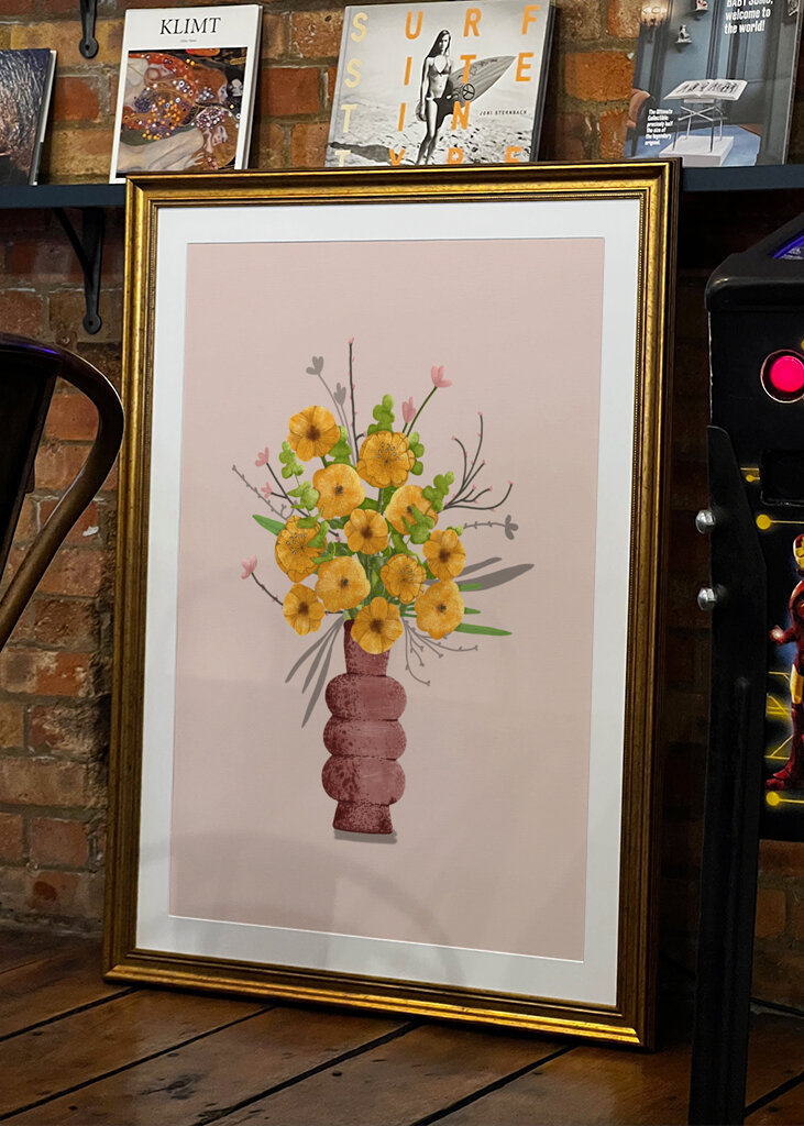 Yellow summer bouquet in vase