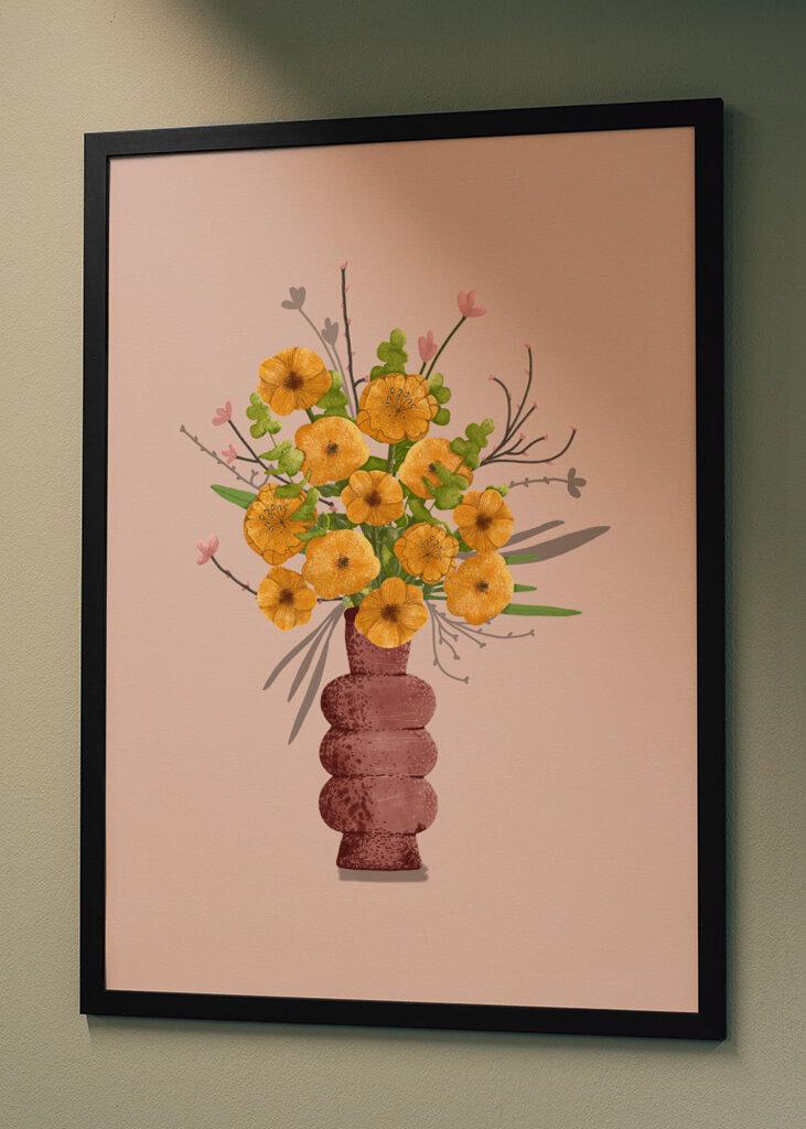 Yellow summer bouquet in vase