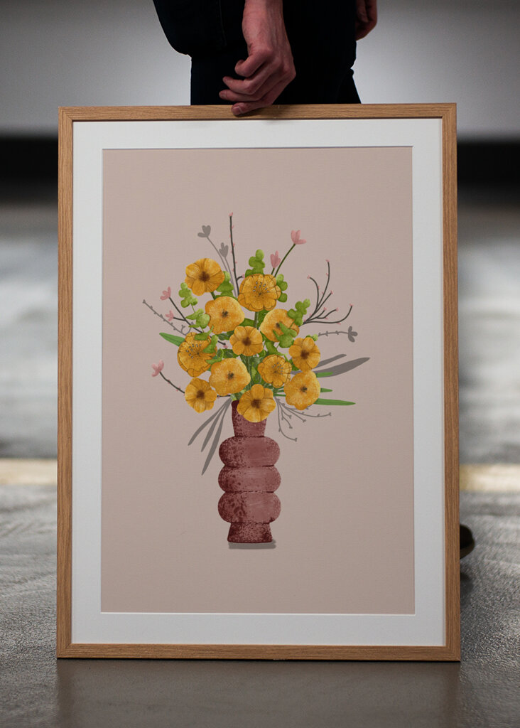 Yellow summer bouquet in vase
