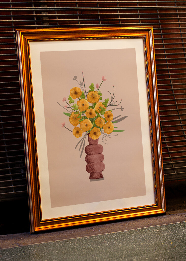 Yellow summer bouquet in vase