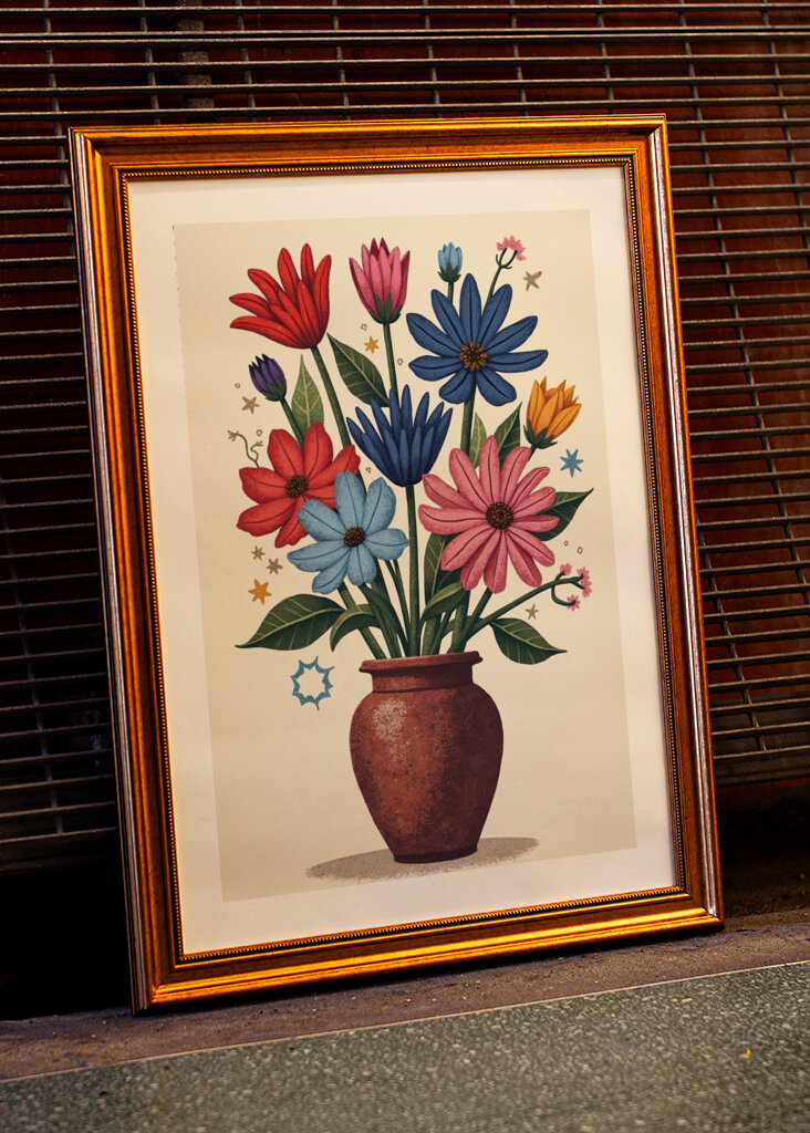 Potted Florals Red Flowers