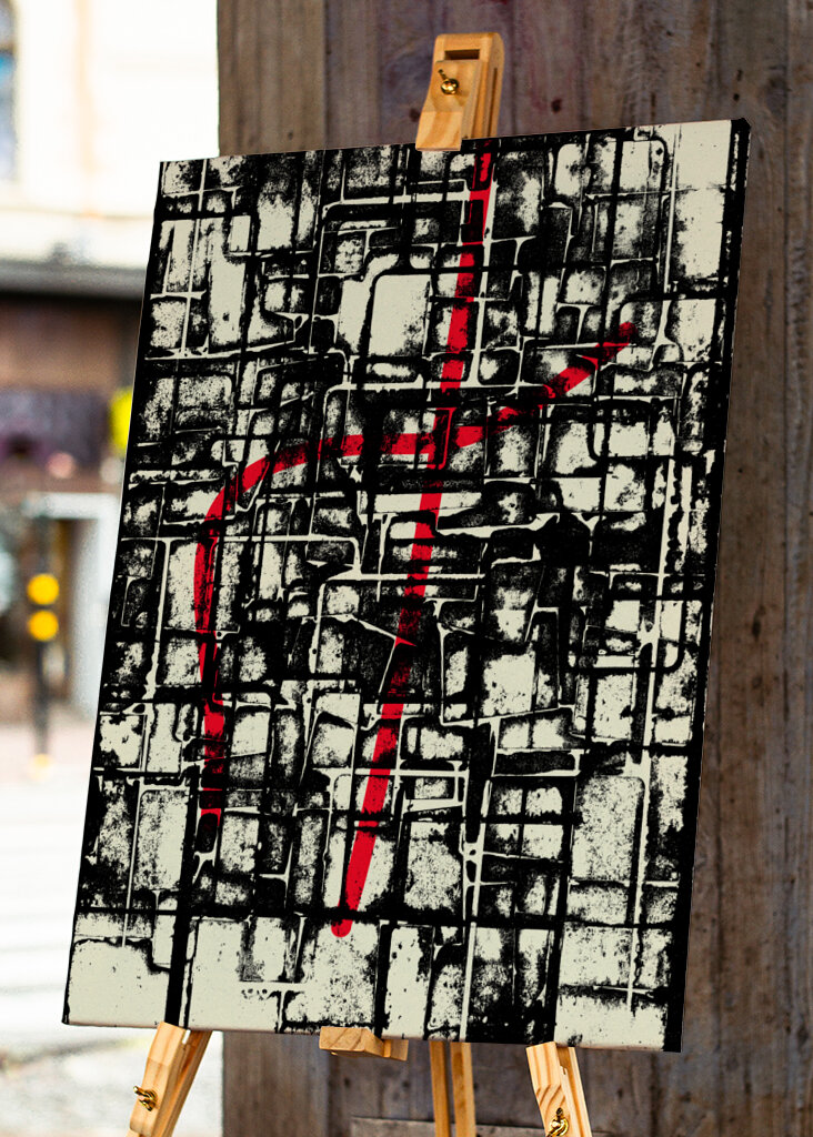 Grid of Black and White Geometric Patterns