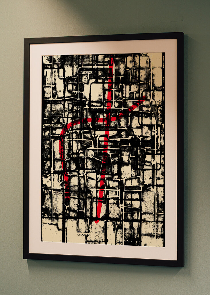 Grid of Black and White Geometric Patterns