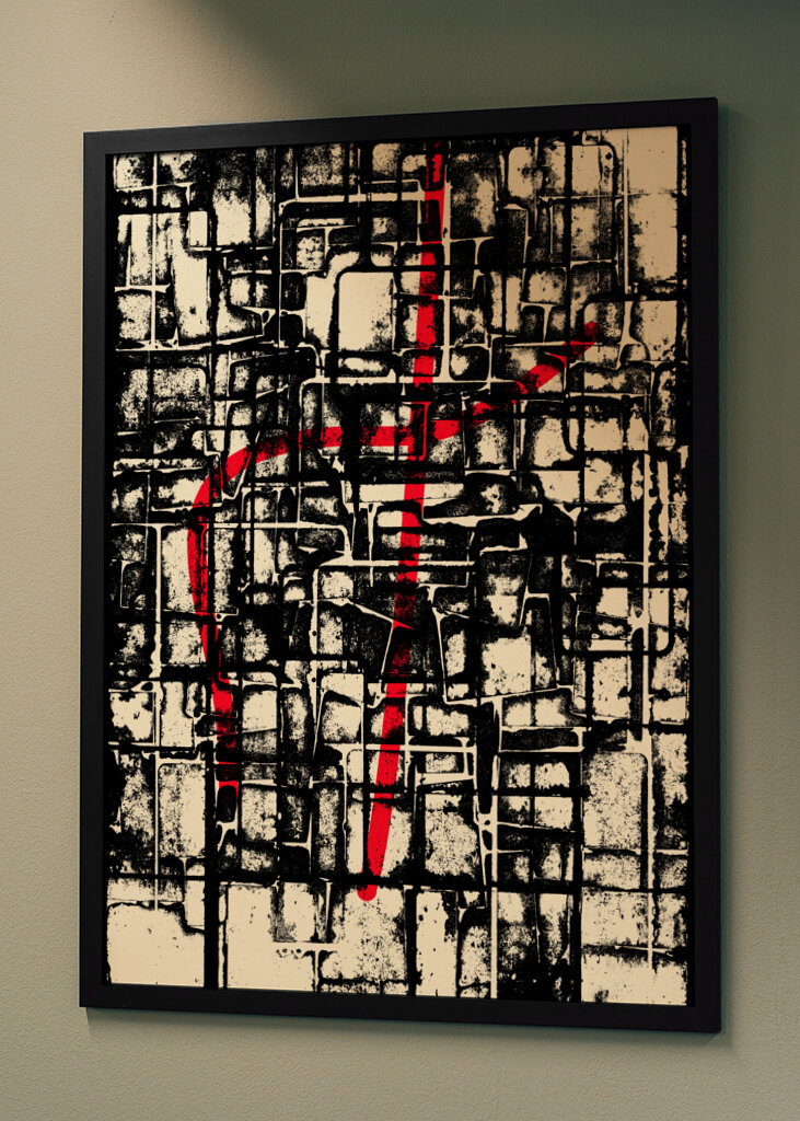 Grid of Black and White Geometric Patterns