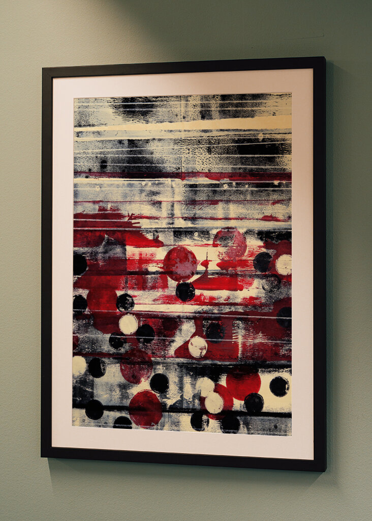 Bold Red Black and White Circular Designs