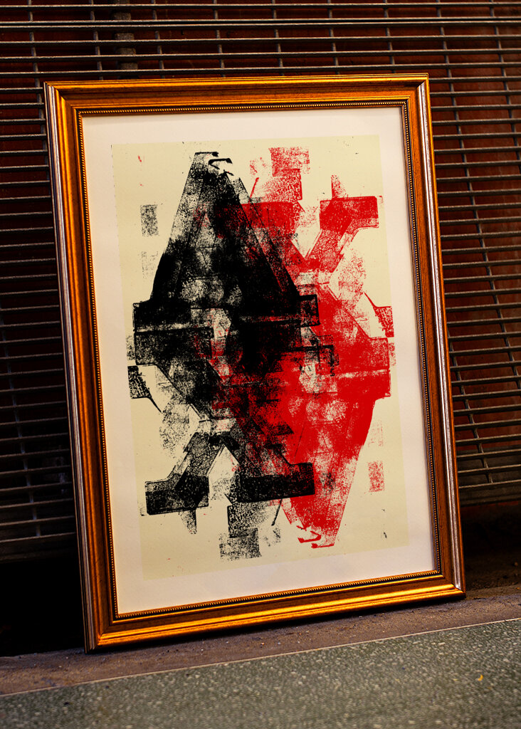 Geometric Shapes in Black and Red Hues