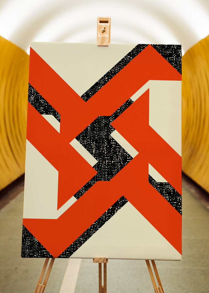 Bold Orange and Black Shapes