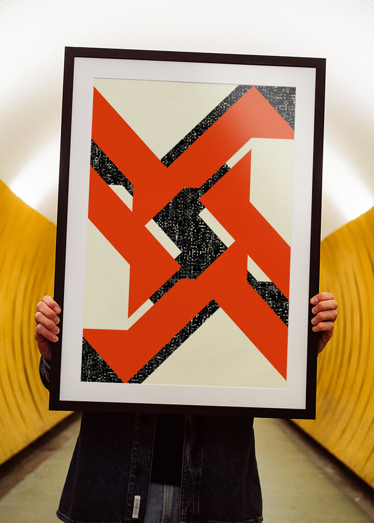 Bold Orange and Black Shapes