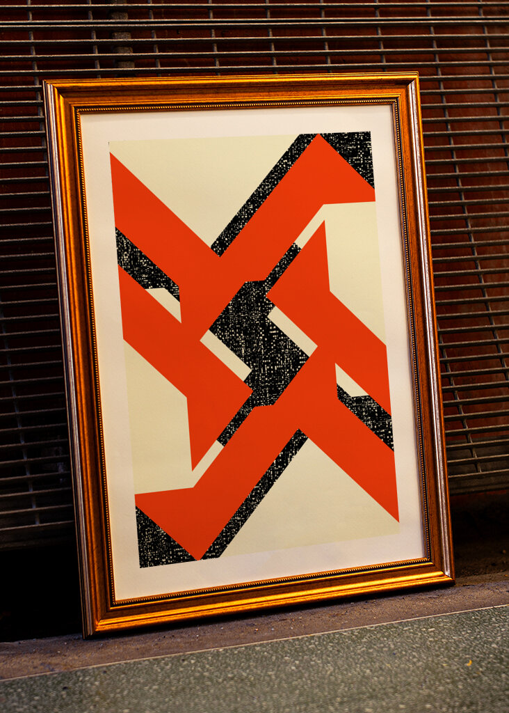 Bold Orange and Black Shapes