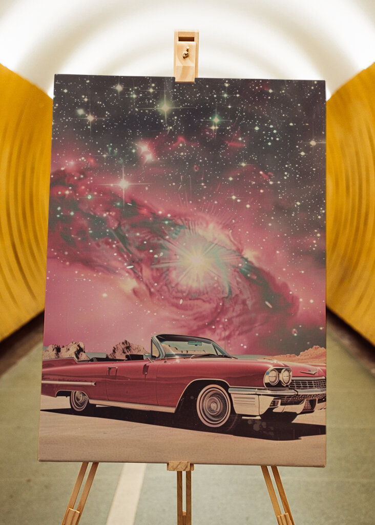 Pink Car in Space