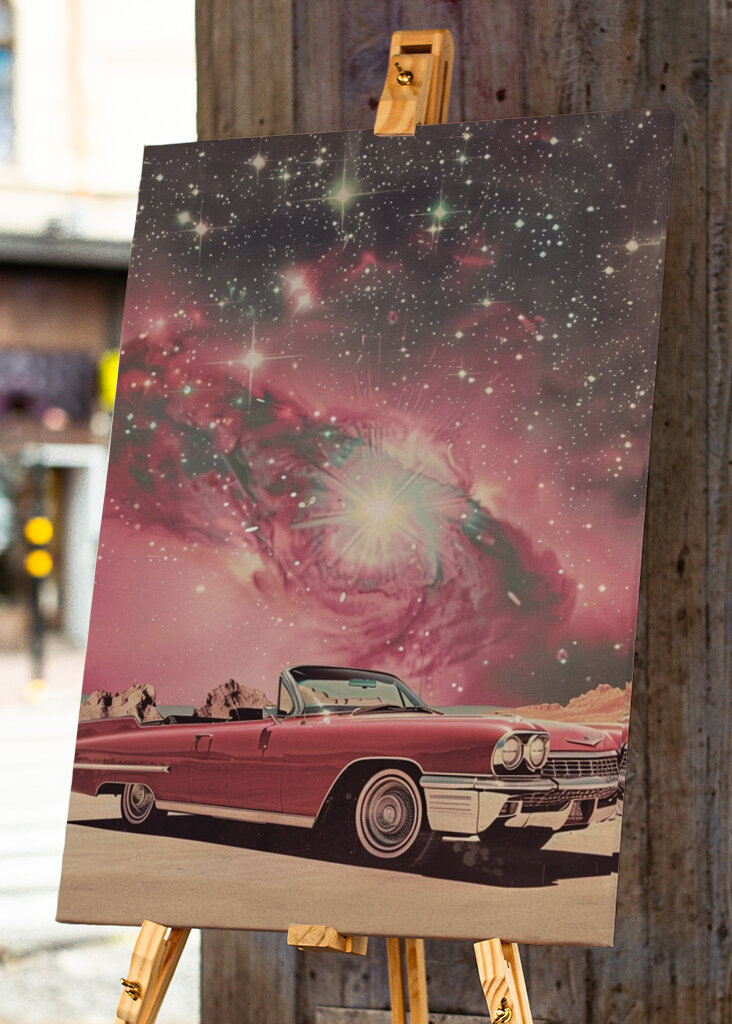 Pink Car in Space