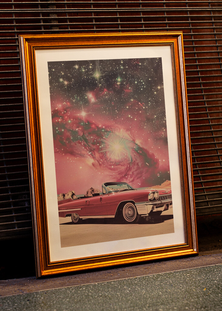 Pink Car in Space