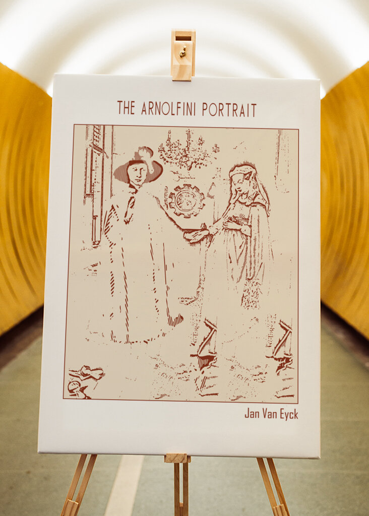 Line Art Minimalist – the Arnolfini Portrait  – Jan Van Eyck 1434 – Classic Painting