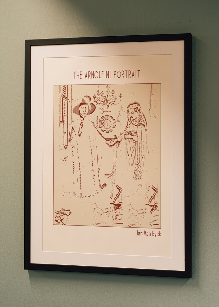 Line Art Minimalist – the Arnolfini Portrait  – Jan Van Eyck 1434 – Classic Painting