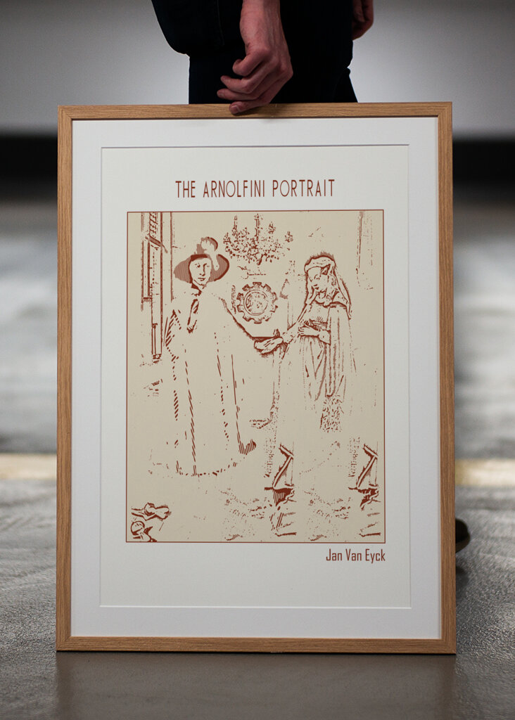 Line Art Minimalist – the Arnolfini Portrait  – Jan Van Eyck 1434 – Classic Painting