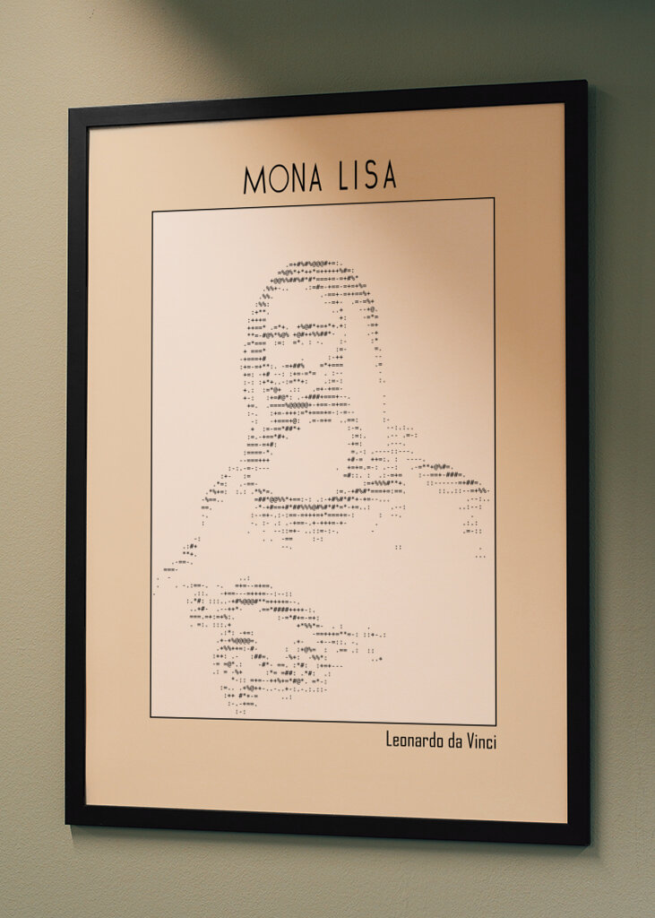 Ascii Art Minimalist – Mona Lisa – Leonardo Da Vinci – Classic Painting