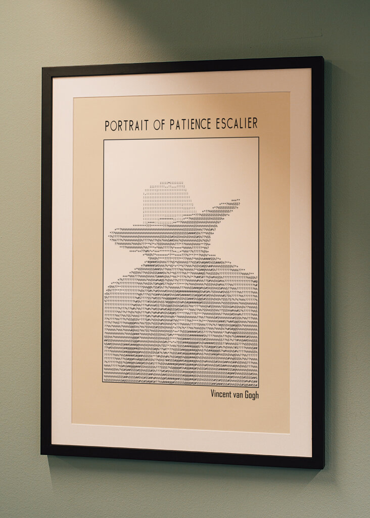 Ascii Art Minimalist – Portrait of Patience Escalier   Vincent Van Gogh – Classic Painting