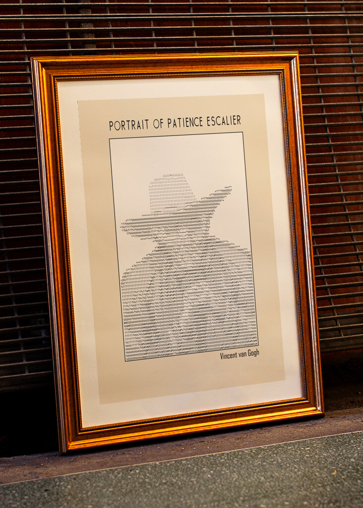 Ascii Art Minimalist – Portrait of Patience Escalier   Vincent Van Gogh – Classic Painting
