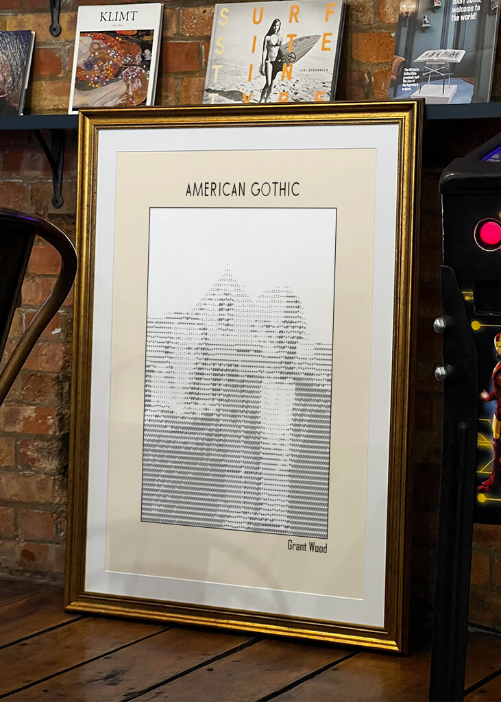 Ascii Art Minimalist – American Gothic – Grant Wood – Classic Painting