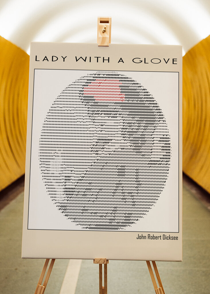 Ascii Art Minimalist – Lady With a Glove – John Robert Dicksee – Classic Painting