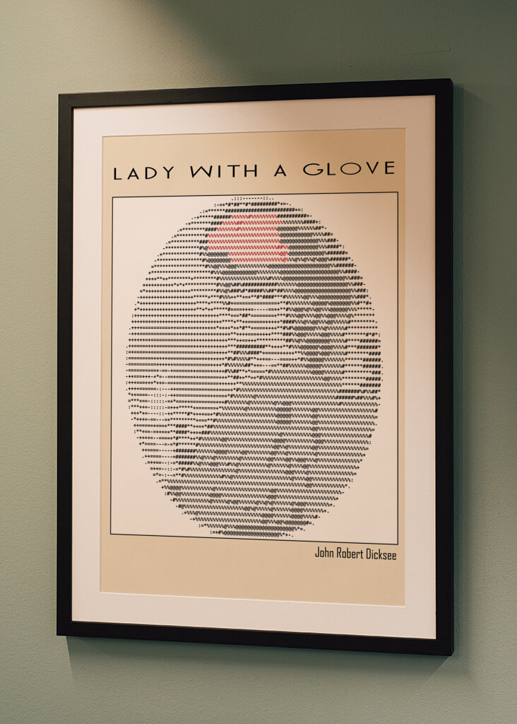 Ascii Art Minimalist – Lady With a Glove – John Robert Dicksee – Classic Painting