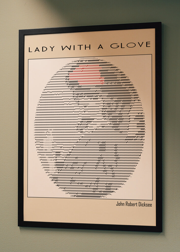 Ascii Art Minimalist – Lady With a Glove – John Robert Dicksee – Classic Painting
