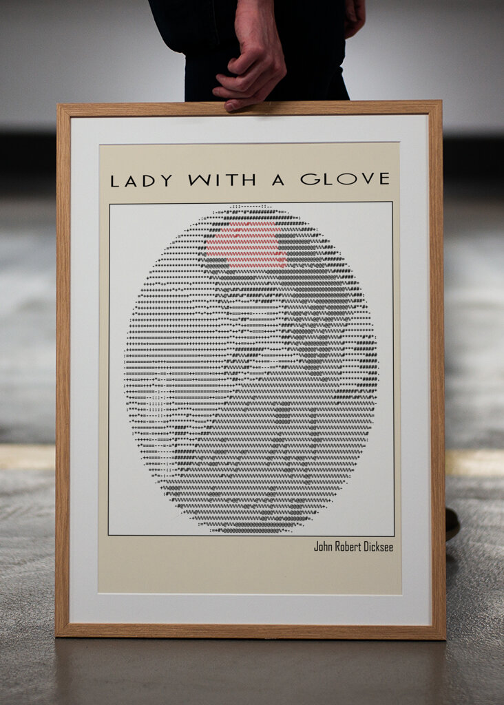 Ascii Art Minimalist – Lady With a Glove – John Robert Dicksee – Classic Painting