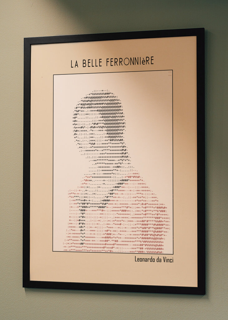 Ascii Art Minimalist – La Belle Ferronnière (portrait of a Lady From the Court of Milan)