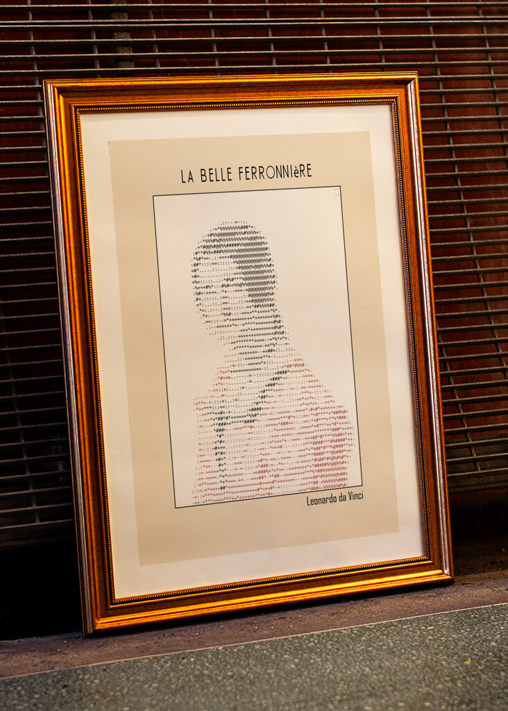 Ascii Art Minimalist – La Belle Ferronnière (portrait of a Lady From the Court of Milan)