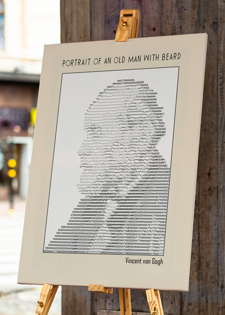 Ascii Art Minimalist – Portrait of an Old Man With Beard – Ascii Art (vincent Van Gogh)