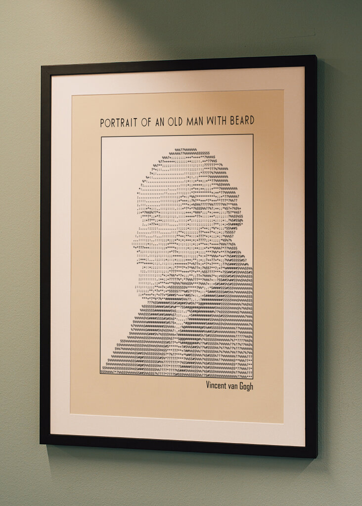 Ascii Art Minimalist – Portrait of an Old Man With Beard – Ascii Art (vincent Van Gogh)