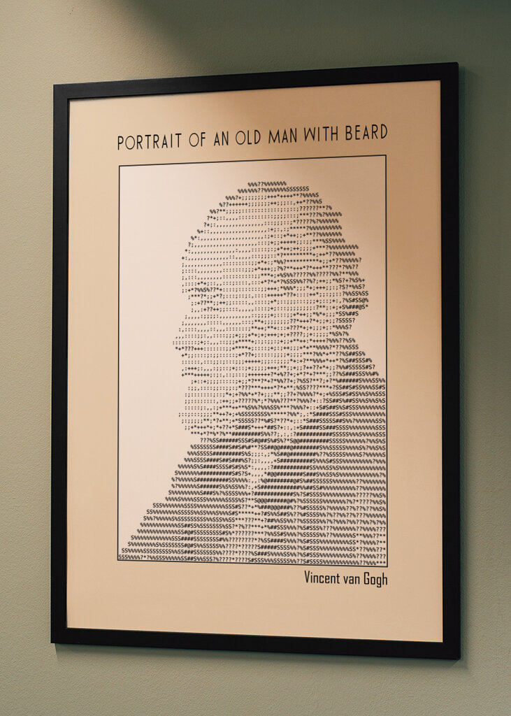 Ascii Art Minimalist – Portrait of an Old Man With Beard – Ascii Art (vincent Van Gogh)