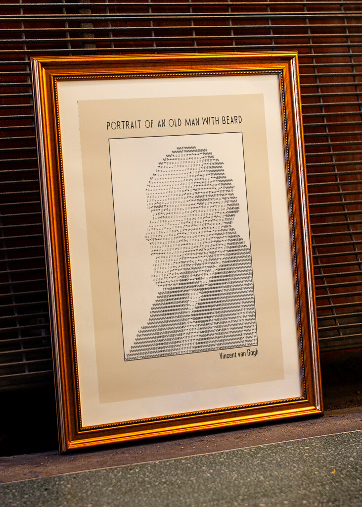 Ascii Art Minimalist – Portrait of an Old Man With Beard – Ascii Art (vincent Van Gogh)