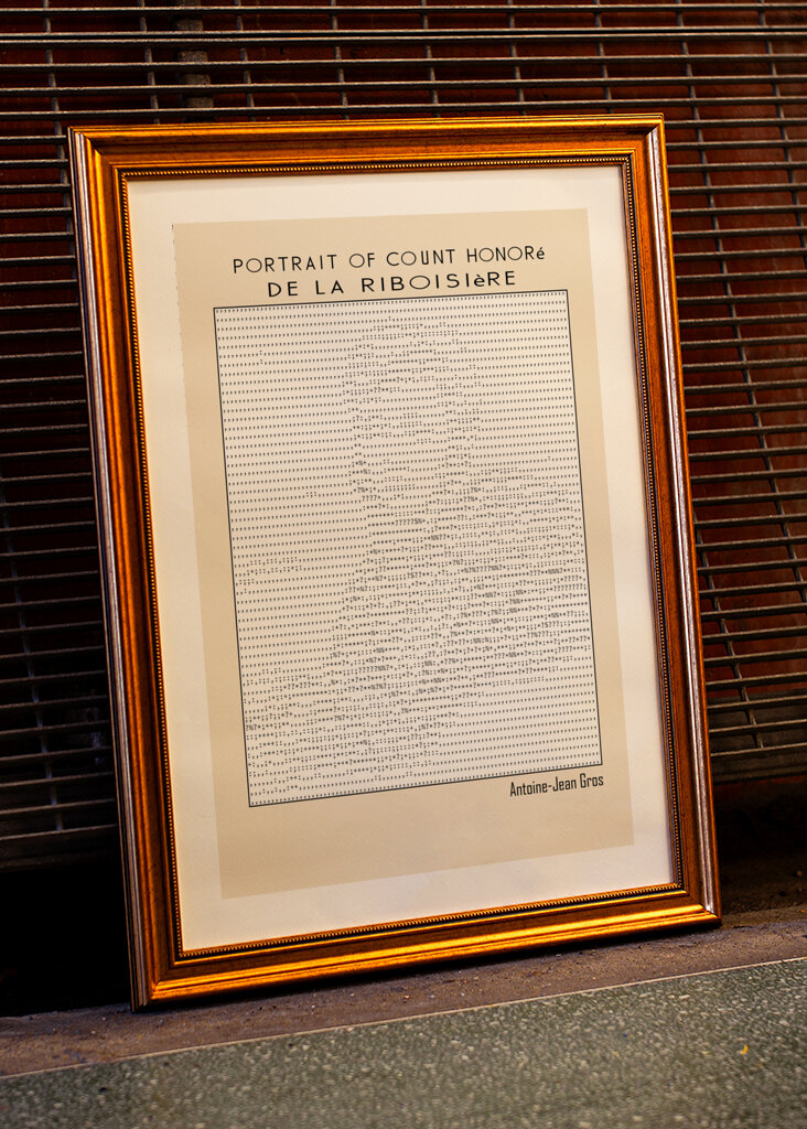 Ascii Art Minimalist – Portrait of Count Honoré De La Riboisière   Antoine Jean Gros