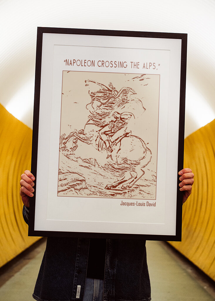 Line Art Minimalist – “Napoleon Crossing the Alps,” – Jacques Louis David